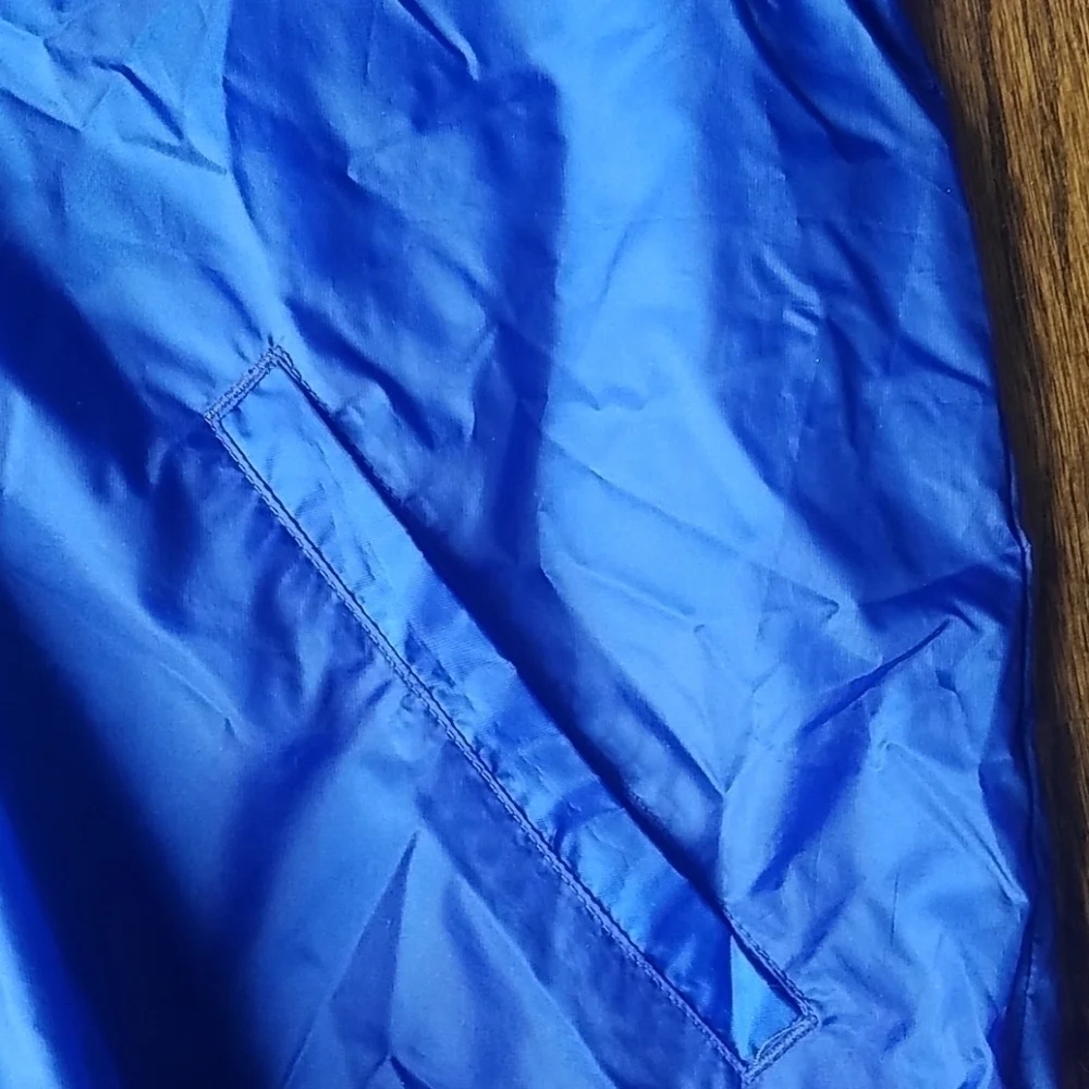 Vintage Nike Foldable Packable Windbreaker Hood Rain Electric Blue Light Jacket
